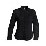 Kariban Hosszúujjú puplin blúz, Black (KA542BL)