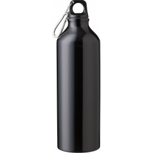 Újraalumínium sportpalack, 750 ml, fekete (sportkulacs)